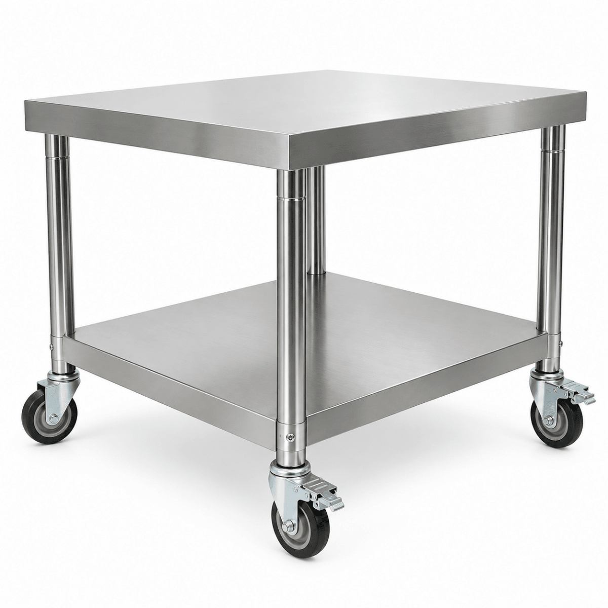 Mesa de acero inoxidable con ruedas y estante - Anubis Grill