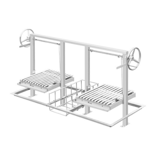 Parrilla Elevable en Acero Inoxidable con 2 Zonas de Asado y 1 Brasero en el Centro - Anubis Grill